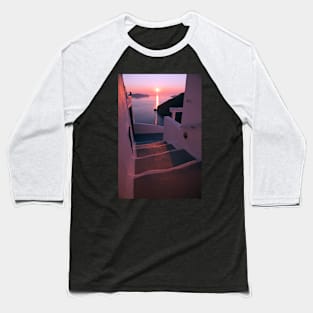 Santorini Purple Sunset Baseball T-Shirt